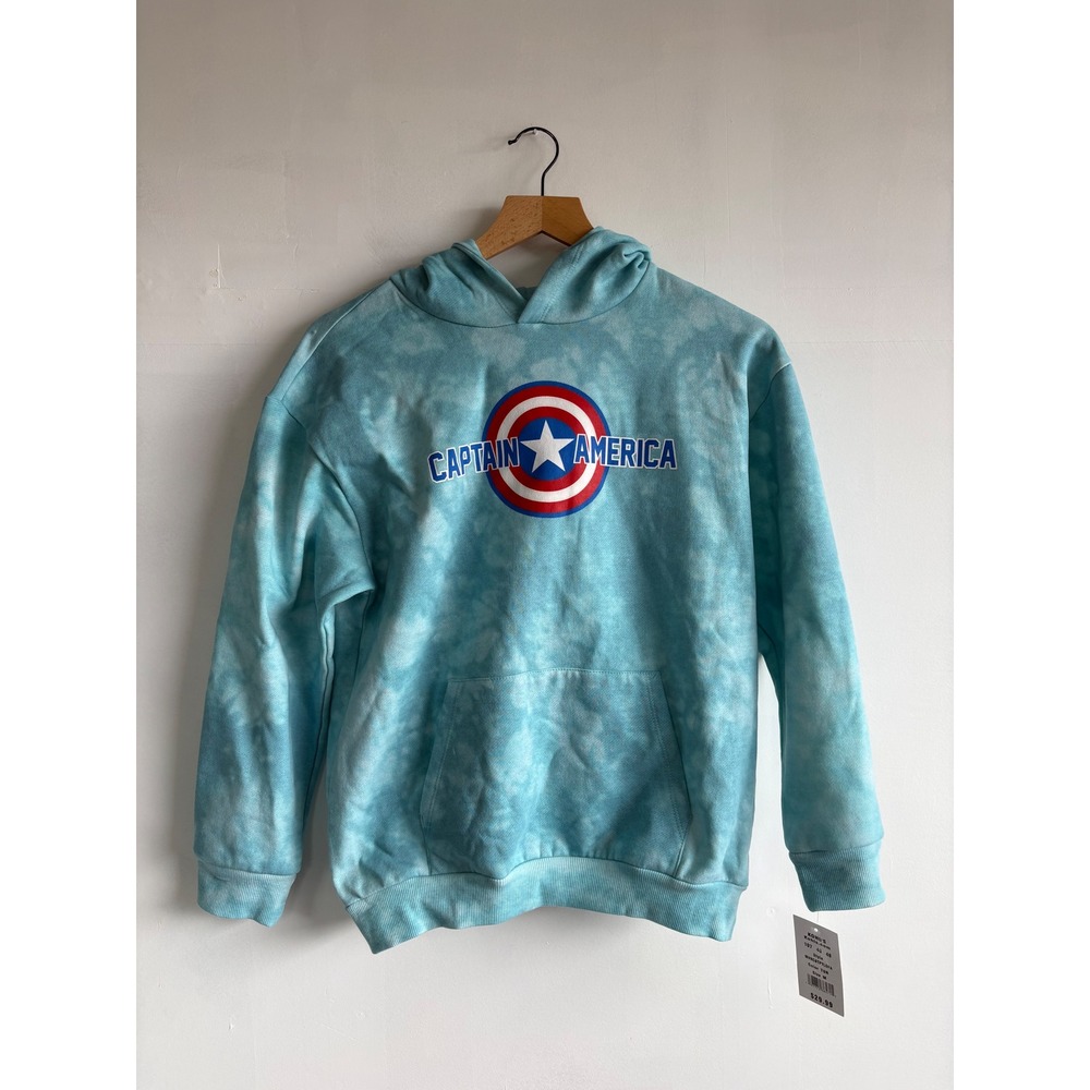 Marvel Captain America Kids Turquoise Tie Dye Hoodie Sweatshirt kidcore M NWT